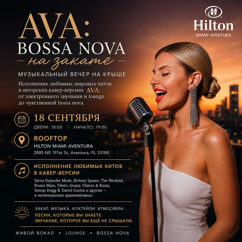 AVA LIVE ON THE ROOFTOP  YOUR FAVORITE HITS — REIMAGINED IN UNIQUE COVER VERSIONS in Aventura
