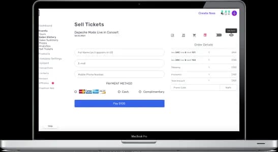 Sell tickets and merchandise online and onsite