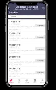 Search and check in attendees by hand